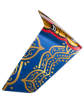 Spoiler da gara Alpinestars Supertech R10 Martinator Thai in blu e oro lucido con motivi intricati e dettagli rossi.