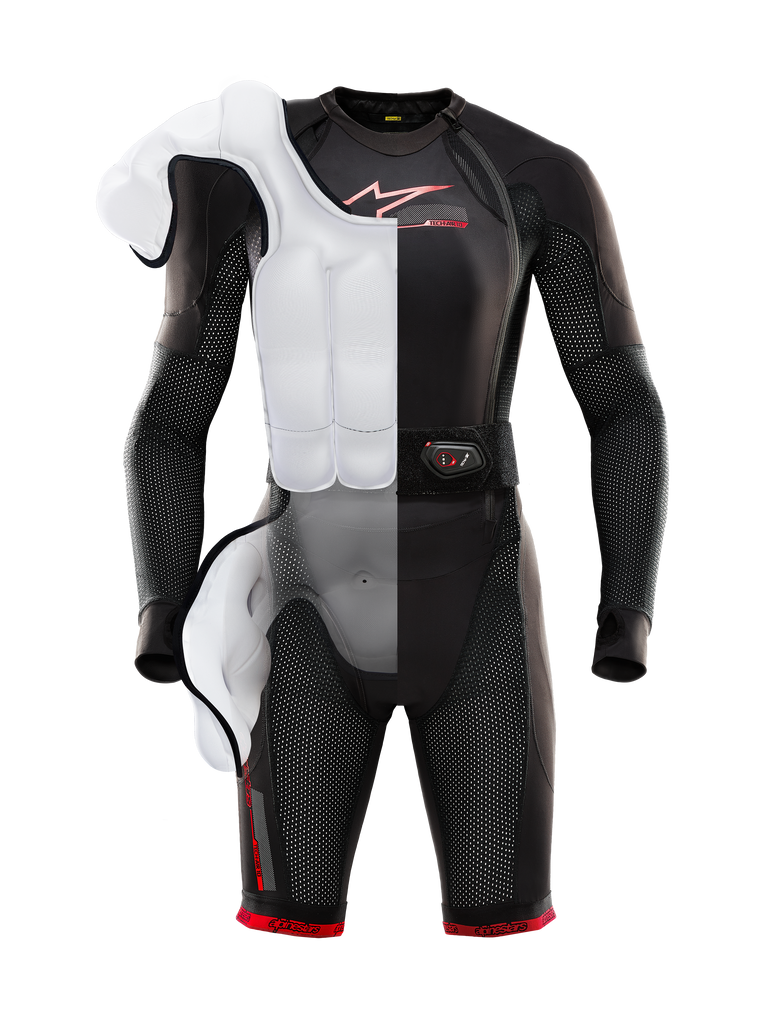 Alpinestars Tech-Air® 10 Race Airbag System AND Tech-Air® 10 V2 Race Airbag System, Black and Red, with white airbag detail.