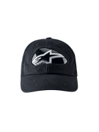 Alpinestars RSRV Shield Cap, cappellino da baseball nero con logo riflettente argentato e bianco, visiera curva, design moderno premium