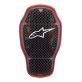 Alpinestars Nucleon KR-1 Cell i Back Protector, Transparent Smoke Red, struttura a nido d'ape nera con bordo esterno rosso, logo Alpinestars bianco, forma curva ergonomica per una protezione dorsale ventilata da moto