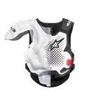 Alpinestars Tech-Air® MX System, airbag off-road autonomo, vista in sezione che mette in risalto la sacca gonfiabile interna bianca e il gilet protettivo, struttura nera e bianca con accenti rossi, protezione per spalle e torace