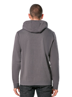 Alpinestars Ride Hoodie V 3, vista posteriore di una felpa con cappuccio grigio antracite, abbigliamento sportivo casual con design con cappuccio, maniche lunghe, polsini e orlo a costine