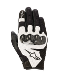 Guanti Alpinestars SMX-1 Air V2, guanti da moto sportivi, nero e bianco, con pannelli in mesh per la traspirabilità, protezione nocche rigida effetto fibra di carbonio, inserti in pelle traforata e logo Alpinestars