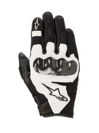 Guanti Alpinestars SMX-1 Air V2, guanti da moto sportivi, nero e bianco, con pannelli in mesh per la traspirabilità, protezione nocche rigida effetto fibra di carbonio, inserti in pelle traforata e logo Alpinestars