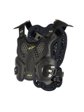 Alpinestars A-1 Roost Guard, pettorina da motocross, Nero Antracite con dettagli giallo neon, placche rigide traforate a nido d'ape, imbottitura in bioschiuma, cinghie regolabili, protezione corpo leggera per fuoristrada
