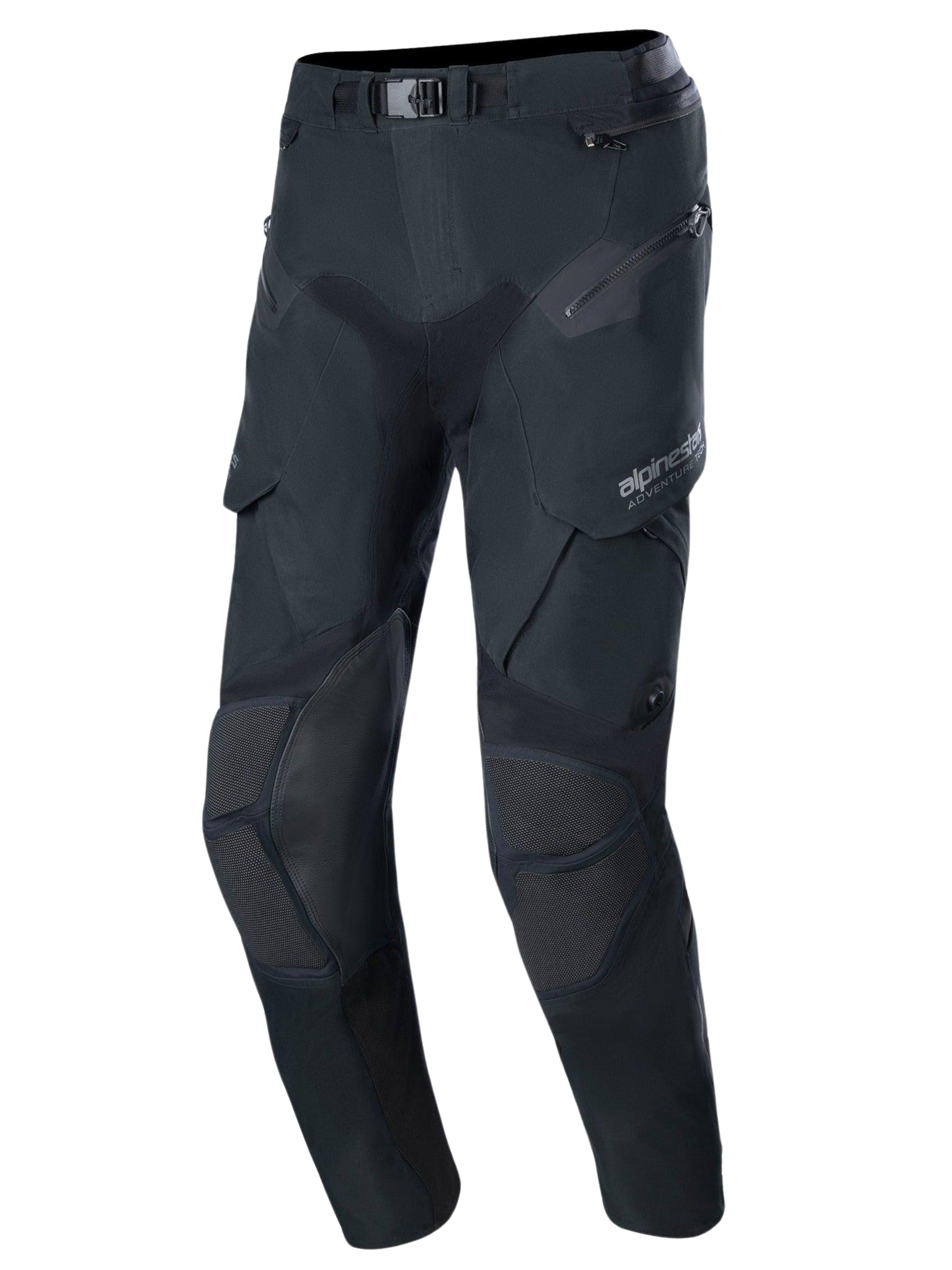 Alpinestars Boulder 3L GORE-TEX Pants - Versione corta, pantaloni da moto adventure neri, con pannelli rinforzati su ginocchia e cosce, tasche multiple con zip, vita con fibbia magnetica e tessuto testurizzato resistente per una protezione impermeabile