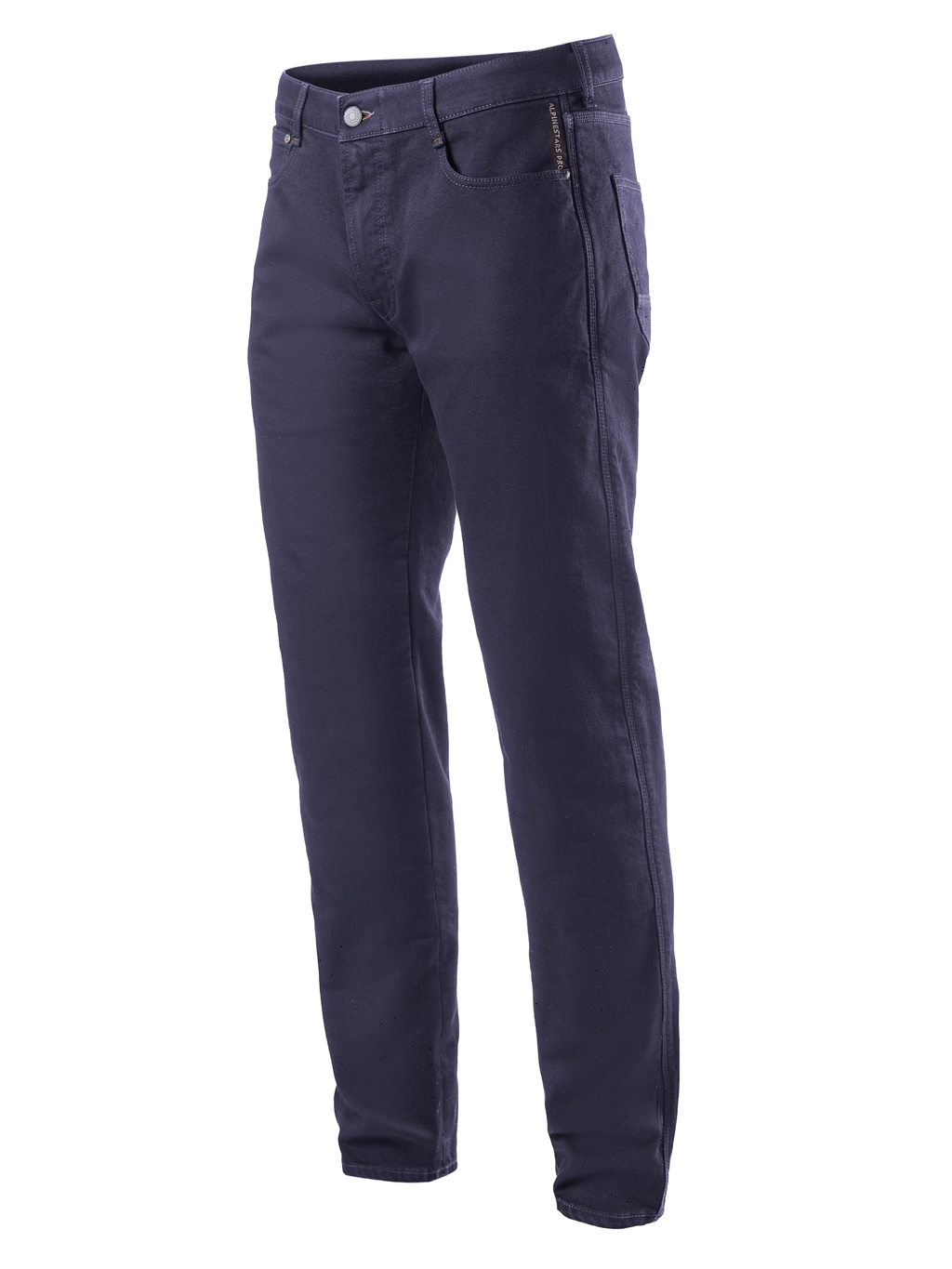 Alpinestars Copper V2 Denim Pants Short Length, jeans da moto, Rinse Blue, design classico a gamba dritta, chiusura con bottone e zip, tasche anteriori con taschino portamonete, passanti per cintura, costruzione in denim resistente