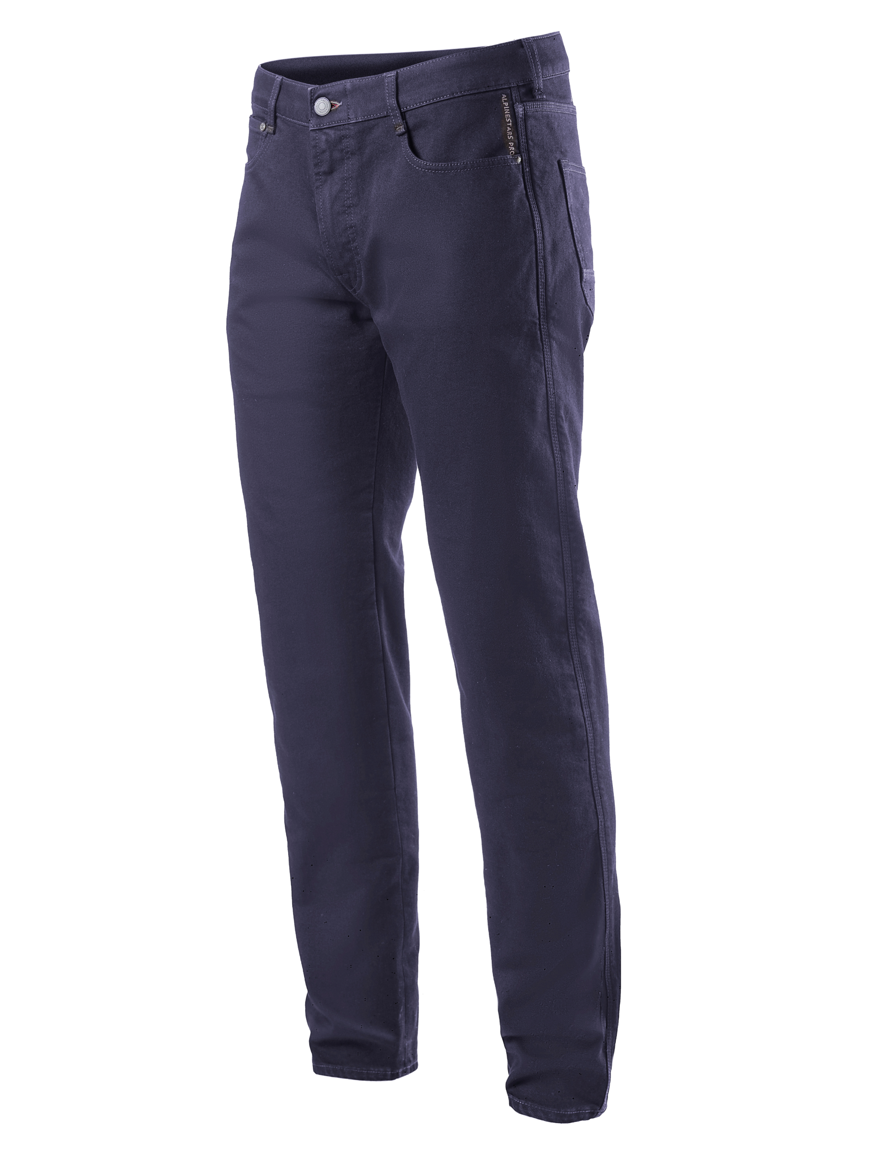 Alpinestars Copper V2 Denim Pants Short Length, jeans da moto, Rinse Blue, design classico a gamba dritta, chiusura con bottone e zip, tasche anteriori con taschino portamonete, passanti per cintura, costruzione in denim resistente