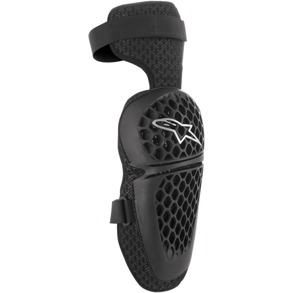 Alpinestars Youth Bionic Plus, ginocchiere protettive per ragazzi, nere, protezione per motocross e fuoristrada, guscio a nido d'ape con logo a stella bianco, doppia cinghia regolabile, supporto in mesh 3D per la ventilazione