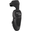 Alpinestars Youth Bionic Plus, ginocchiere protettive per ragazzi, nere, protezione per motocross e fuoristrada, guscio a nido d'ape con logo a stella bianco, doppia cinghia regolabile, supporto in mesh 3D per la ventilazione