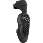 Alpinestars Youth Bionic Plus, ginocchiere protettive per ragazzi, nere, protezione per motocross e fuoristrada, guscio a nido d'ape con logo a stella bianco, doppia cinghia regolabile, supporto in mesh 3D per la ventilazione