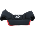 Imbottitura per corona casco Supertech M10/M8, accessorio di ricambio per casco, nero e rosso, con logo Alpinestars bianco, materiale in mesh morbido e imbottito con forma ergonomica curva per la calzata interna del casco