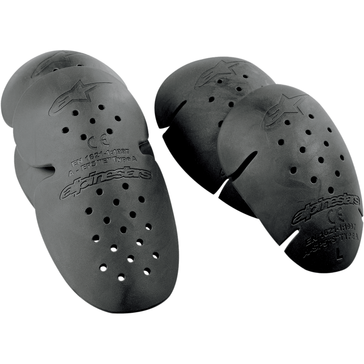 Alpinestars Bio Armor protezioni spalle e gomiti, protezioni per moto, nero, set da quattro pezzi con fori di ventilazione traforati, logo a stella in rilievo e marcature di certificazione CE