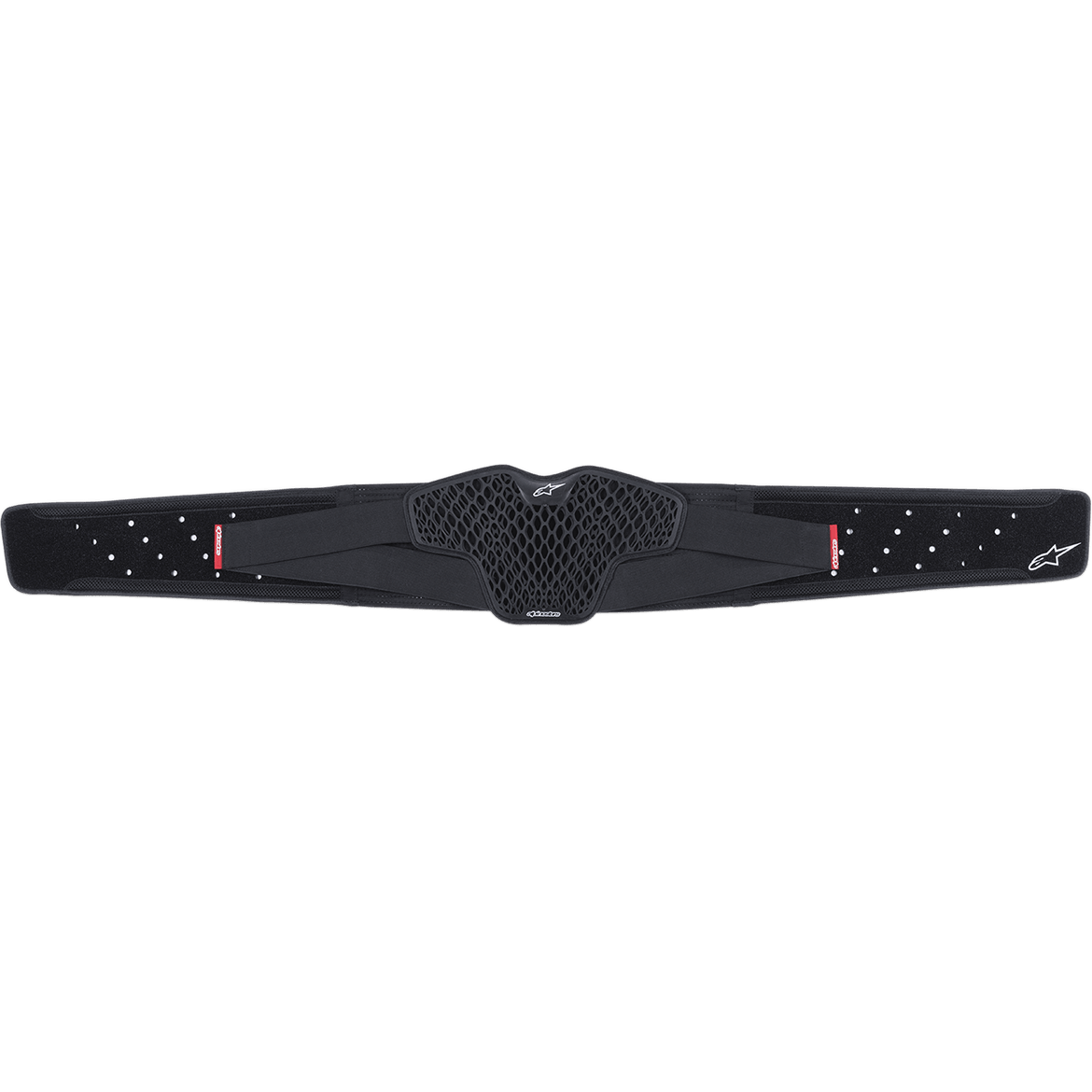 Alpinestars Youth Sequence Kidney Belt, cintura lombare protettiva per ragazzi, nera con pannello centrale di ventilazione a nido d'ape TPR CELL, cinghie elastiche traforate con etichette rosse e loghi bianchi, supporto lombare ergonomico per motocross