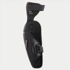 Alpinestars Youth Bionic Plus Elbow Protector, nero, vista interna che mostra la fodera in mesh 3D traspirante e la chiusura a doppia cinghia a strappo, design ergonomico leggero per la protezione motocross dei ragazzi