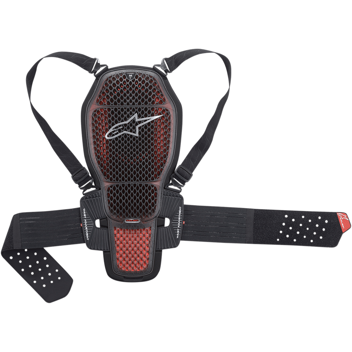Alpinestars Nucleon KR-1 Cell Back Protector, paraschiena da moto, fumé trasparente e rosso, scocca con struttura reticolare in plastica rigida, spallacci regolabili e cintura lombare, costruzione in rete traspirante e Bio-Foam