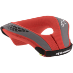 Alpinestars Youth Sequence Neck Roll, protezione collo per motocross, rosso e grigio, imbottitura in rete rossa con accenti grigi, cinturino nero, loghi bianchi, protezione ergonomica per giovani piloti