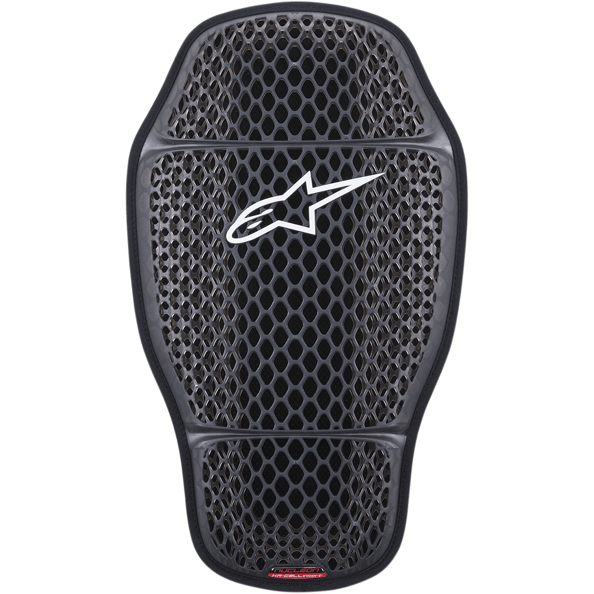 Alpinestars Nucleon KR-CELLi Back Protection Insert, protezione dorsale per moto, grigio fumo trasparente, design a nido d'ape con logo Alpinestars bianco, forma ergonomica sagomata, guscio articolato a tre segmenti per il massimo flusso d'aria