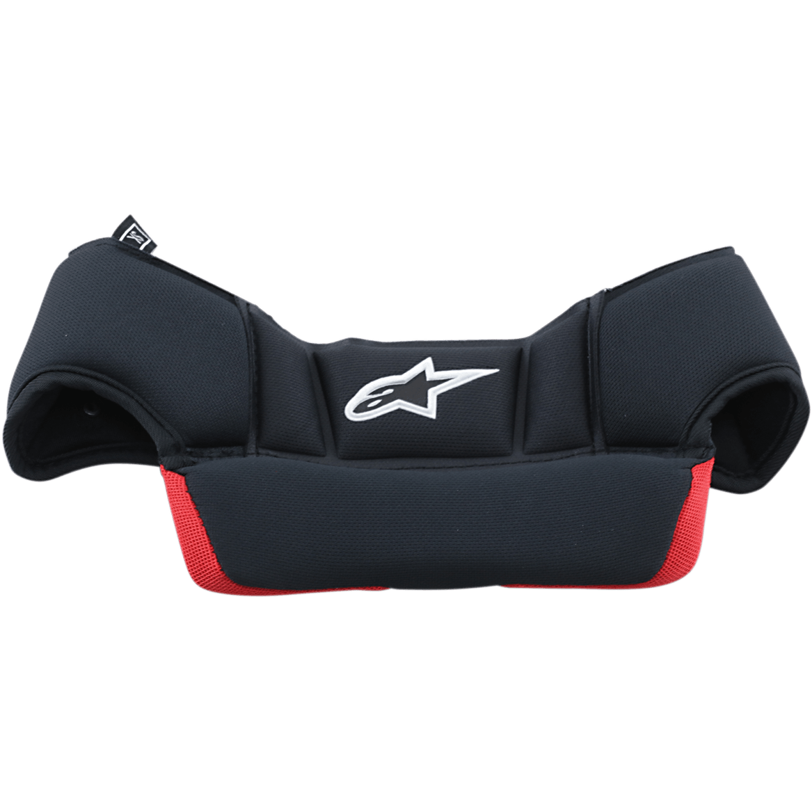 Imbottitura per corona casco Supertech M10/M8, accessorio di ricambio per casco, nero e rosso, con logo Alpinestars bianco, materiale in mesh morbido e imbottito con forma ergonomica curva per la calzata interna del casco