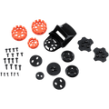 Set di connettori per visiera casco Alpinestars Supertech M10/M8, nero e arancione, kit di ricambi con vari supporti in plastica nera, connettori circolari arancioni e viti in metallo, progettato per il fissaggio sicuro della visiera sui caschi da motocross