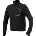 Alpinestars Tech Layer Top, giacca base layer da moto nera, maniche lunghe con polsini in Lycra senza cuciture e asole per i pollici, collo alto, tasca sul petto con zip verticale, bordo grigio riflettente e logo Alpinestars, zip frontale integrale, tessuto tecnico antivento