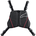 Alpinestars Nucleon KR-C Chest Harness, pettorale protettivo da moto, nero con dettagli rossi e logo bianco, pannelli ventilati in mesh con cerniera centrale, cinghie nere regolabili con logo bianco, equipaggiamento protettivo premium per la guida su strada